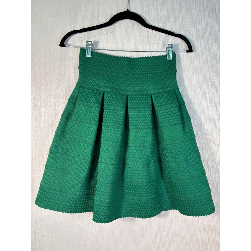 Girls from Savoy KELLY Green Skirt Baby Blue Zipper Stiff Unique Textile Cool